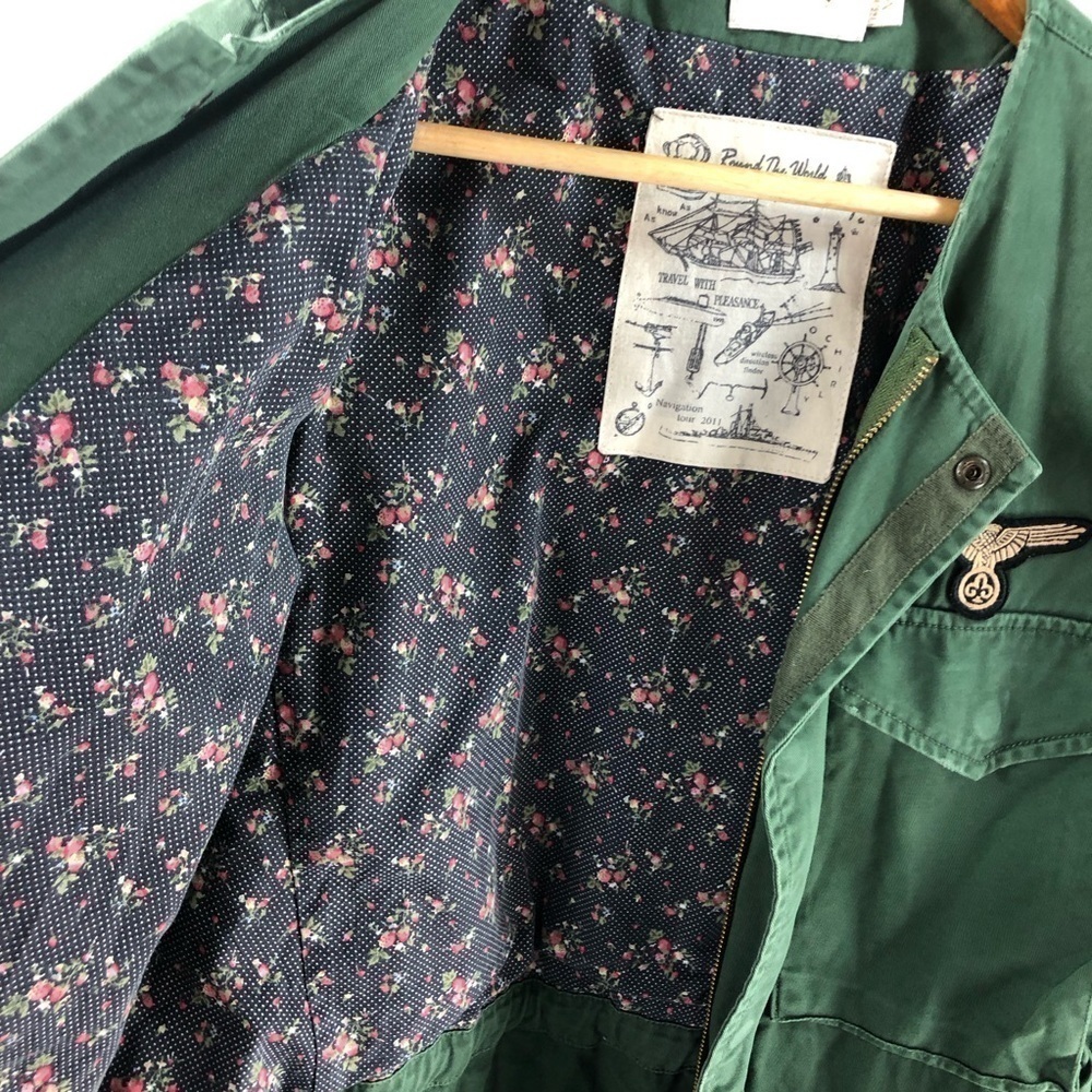Ochirly Utility Jacket Flight Military Cargo Sz M Army Green Grunge Punk Trench - Picture 11 of 16